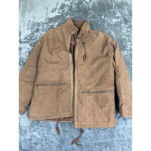 Roundtree & Yorke Mens Large Genuine Leather Jacket Brown